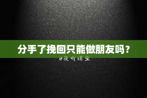 分手了挽回只能做朋友吗？