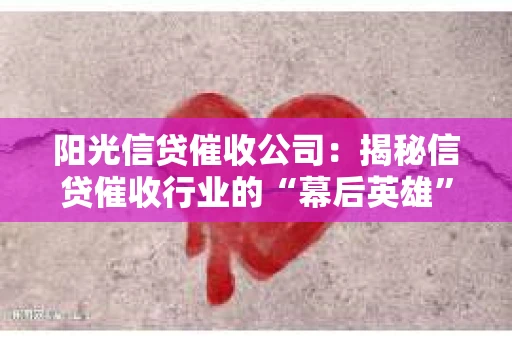 阳光信贷催收公司：揭秘信贷催收行业的“幕后英雄”
