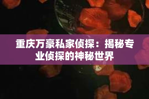 重庆万豪私家侦探：揭秘专业侦探的神秘世界
